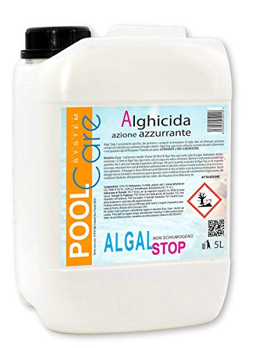 Pool Care - Algal Stop 5 Litri + Bicchierino Dosatore- Antialga Concentrato Non Schiumogeno.Ideale Per Piscina. Trattamento Acqua Alghicida - Spedizio