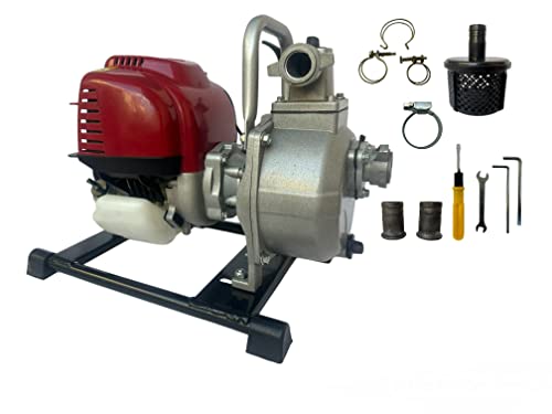 Motopompa Autoadescante A Scoppio 50 Cc Attacco Da 1,5" Motore 4 Tempi A Benzina 1,35 Kw Prevalenza 30 Metri Portata 300 Litri/Min Per Giardinaggio Ir