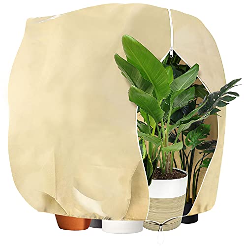 Fookduoduo Plant Protection Winter, Frost Protection, Cold Protection Bag For Plants With Zip Drawstring, Thick Winter Protection Cover, Pot Plant Bag