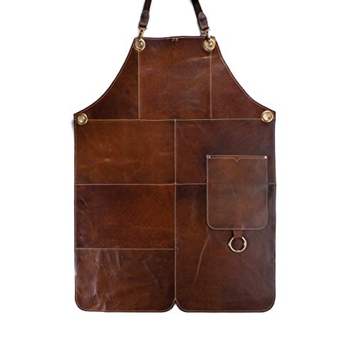 Angus Stoke Premium Grembiule In Pelle - Grembiule Grill In Pelle Completa - Toppe Grembiule In Pelle D'Epoca - Bbq & Cucina - Barney (S-M)