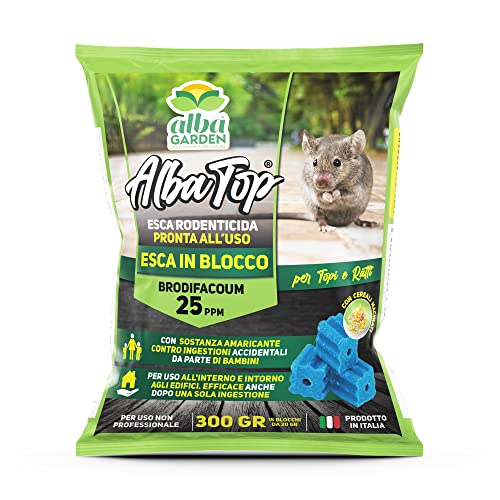 Albagarden - Veleno Per Topi Professionale Potente - Topicida In Blocchi - Esche Per Topi Utilizzabile Con Trappola E Ultrasuoni - Per Ratti Di Ogni D