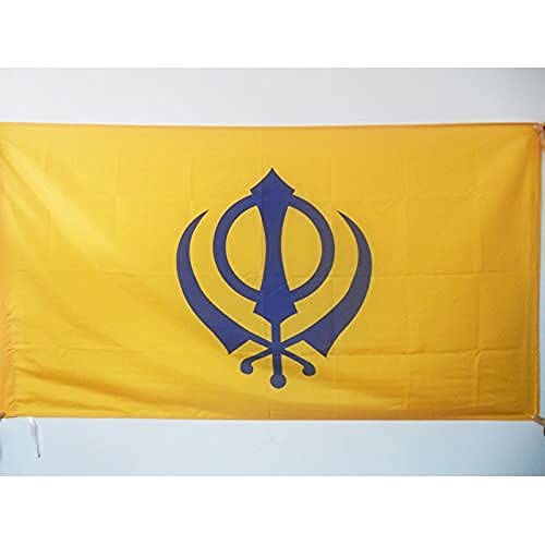 Az Flag Bandiera Sikhismo 150X90Cm - Bandiera Religione Sikh 90 X 150 Cm Foro Per Asta