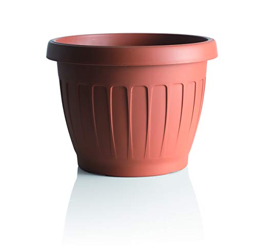 Vaso, Fiori Di Terra, In Resina, Color Cotto, Ø 35 Cm