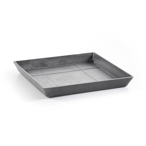Ashortwalk Ecopots - Sottovaso Quadrato In Plastica Riciclata, Lunghezza 28 Cm X Altezza 3 Cm, Colore: Grigio
