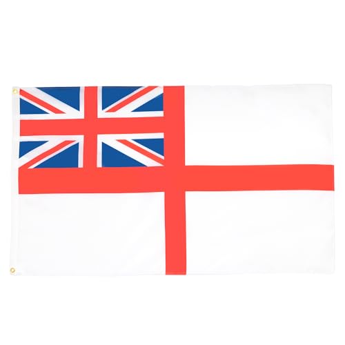 Az Flag Bandiera Insegna Bianca Britannica 90X60Cm - Bandiera Royal Navy White Ensign - Regno Unito 60 X 90 Cm