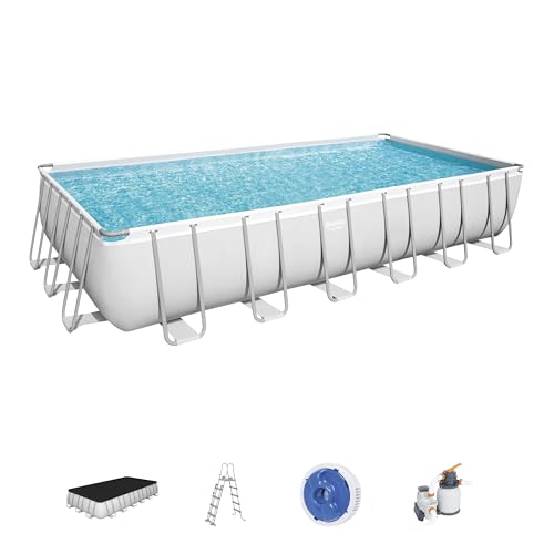 Bestway 56475-2 Set Piscina Fuori Terra Power Steel Rettangolare Da 732X366X132 Cm