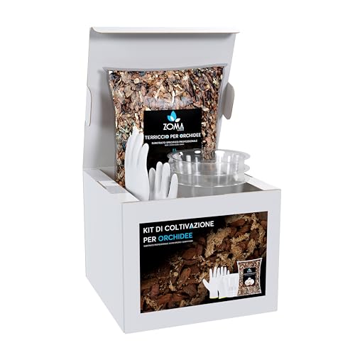 Zoma Garden - Kit Rinvaso Per Orchidee Composto Da 3 Vasi Per Orchidee A Fondo Rialzato 1 Terriccio Per Orchidee Con Corteccia, Sfagno E Pomice 1 Paio