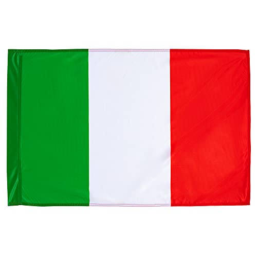 Bandiera Dell' Italia - Antivento - 100% Poliestere Nautico - Durevole - Con Maglia Bloccata Da 3 Fili Anti-Vento - Made In Italy (90X140 Cm)