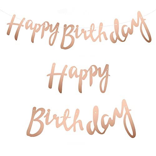 5 M Happy Birthday Banner In Oro Rosa Metallizzato, Con Scritta "Happy Birthday", Ghirlanda Da Appendere, Decorazione Di Compleanno Per Adulti E Bambi