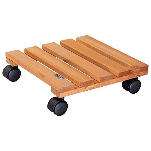 Wagner Carrello Per Piante Nature 29 X 29 X 8 Cm I Per Interni I Carrello Per Fiori In Legno Die Conifere Massello Fsc®, Terracotta I Portavasocon Ruo