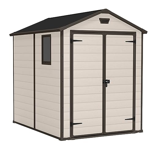 Keter Casetta Da Giardino Manor 6X8, Finitura Effetto Legno Graffiato, Beige, 185,8X236,8X227H Cm