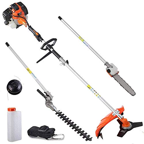 Bakaji Decespugliatore A Scoppio Multifunzione 5In1 Con Tagliaerba Tagliasiepi Motosega Potatore Telescopico Motore A Benzina 52Cc 9000Rpm 19000W Serb