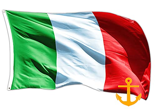 Andrà Tutto Bene Bandiera Italia 5 * 3Ft 90X150Cm Tricolore Azzurri Nazionale Tessuto Resistente Allo Sbandieramento Italy Flag (Tessuto Nautico)