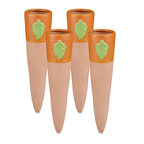 Relaxdays Set Irrigazione A Goccia, Set Da 4 Coni Per Piante E Vasi, Innaffiatoio Per Bottiglie Da 1,5 Litri, Terracotta