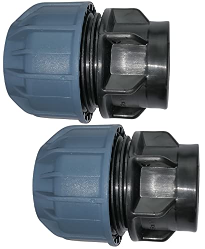 Aerzetix - C51930 - Set Di 2 - Manicotto/Adattatore Filettato - Riduttore A Compressione Diritto - Raccordo Filettato Femmina 1" - Per Tubo Ø32Mm - In