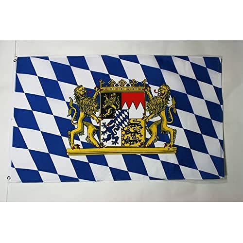 Az Flag Bandiera Baviera Con Leone 90X60Cm - Bandiera Baravese Con Stemma - Germania 60 X 90 Cm