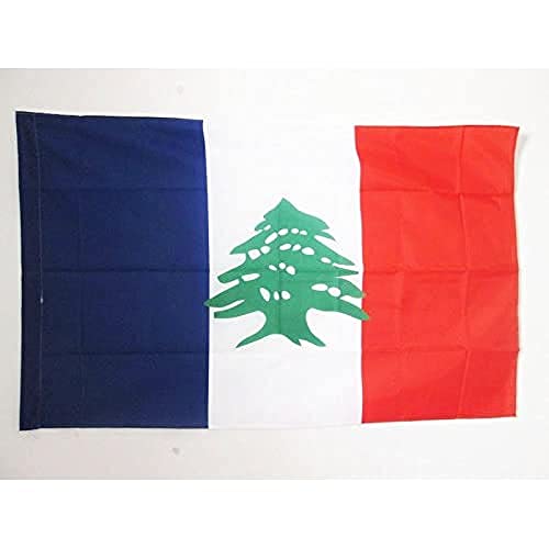 Az Flag Bandiera Stato Del Grande Libano 1920-1943 90X60Cm - Bandiera Impero Coloniale Francese 60 X 90 Cm Foro Per Asta