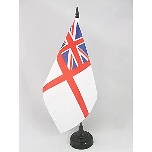 Az Flag Bandiera Da Tavolo Insegna Bianca Britannica 21X14Cm - Piccola Bandierina Royal Navy White Ensign - Regno Unito 14 X 21 Cm