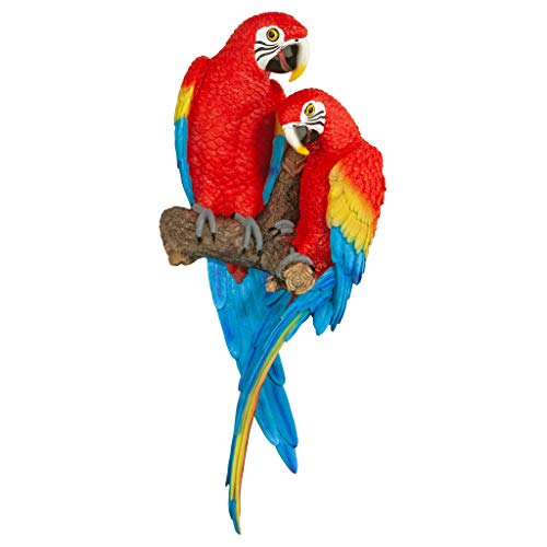 Design Toscano Ql11295 Scultura Murale Ara Scarlatta Tropicale, Multicolore