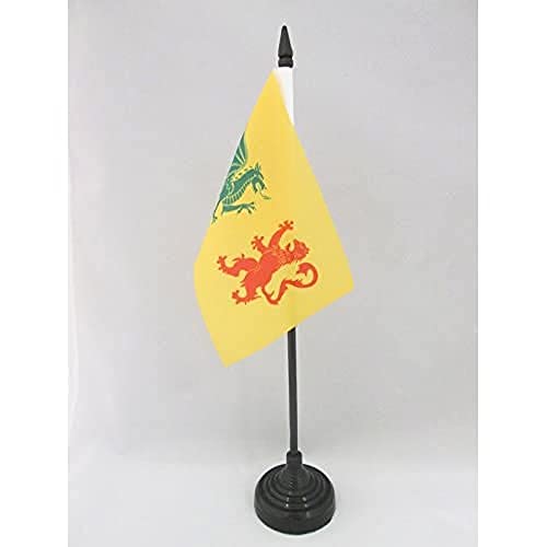 Az Flag Bandiera Da Tavolo Regno Di Galizia 410-585 15X10Cm - Piccola Bandierina Galicia In Spagna 10 X 15 Cm