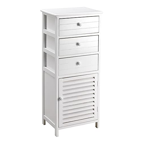 King Home C656897 Cassettiera 3 Cassetti Con Anta, Bianco