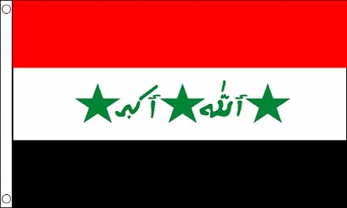 Az Flag J_2712 Bandiera Dell'Iraq, Occhielli Antichi 1991 2004, 150 X 90 Cm