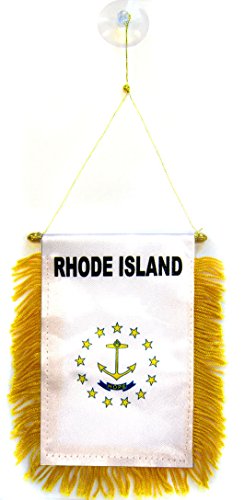 Az Flag Gagliardetto Rhode Island 15X10Cm Con Ventosa - Bandierina Per Auto Stato Americano – Usa - Stati Uniti 10 X 15 Cm