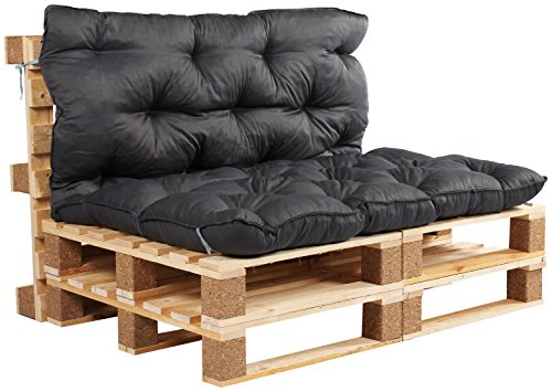 Ambientehome Cuscino Per Pallet Con Schienale Circa 120 X 140 X 10 Cm Euro Pallet Grigio 20064