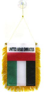 Az Flag Gagliardetto Emirati Arabi Uniti 15X10Cm Con Ventosa - Bandierina Per Auto Emiratina 10 X 15 Cm