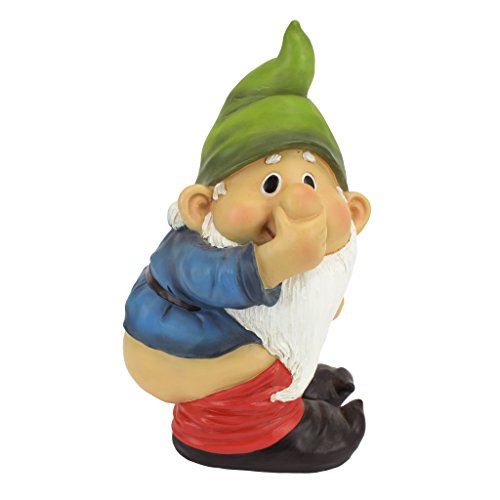 Design Toscano Qm2432400 Statua Stinky, Lo Gnomo Da Giardino, 12.5X14X24 Cm