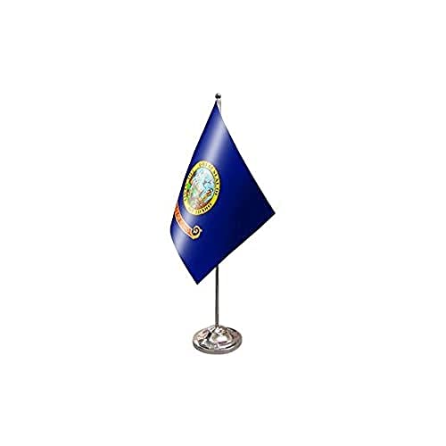 Az Flag Bandiera Da Tavolo Di Prestigio Idaho 22X15Cm In Raso - Piccola Bandierina Stato Americano – Usa - Stati Uniti 15 X 22 Cm