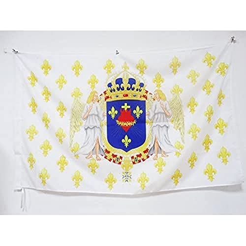 Az Flag Bandiera Regno Di Francia Cuore Di Gesù Angelo 150X90Cm - Bandiera Francese Sacro Cuore 90 X 150 Cm Foro Per Asta