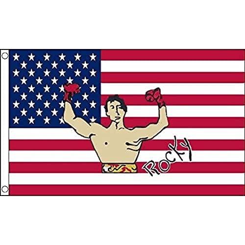 Bandiera Stati Uniti Con Rocky Balboa 150X90Cm - Bandiera Americana – Usa 90 X 150 Cm - Az Flag
