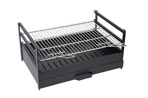 Sauvic Cassetto Barbecue 60X40X29 Cm Con Griglia Inossidabile, Nero