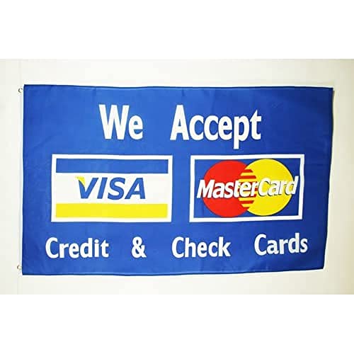 Az Flag Bandiera Visa Mastercard 150X90Cm - Bandiera Con Tarjeta De Credito Comerciante 90 X 150 Cm