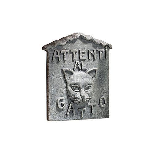 Design Toscano Ng31604 Scultura Murale Italiana, Attenti Al Gatto, Grigio