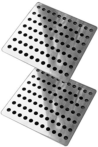 Great Ideas - Set Di 2 Coperture Per Scarico, In Acciaio Inox, Antiruggine, Coperchi Per Tramoggia, Protezione Per Drenaggio