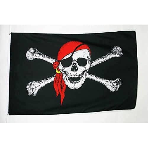 Az Flag Bandiera Pirata Con Bandana Rosso 180X120Cm - Gran Bandiera Dei Pirati – Teschio 120 X 180 Cm
