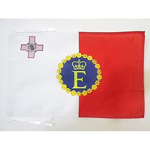 Az Flag Bandiera Standardo Reale Di Malta 1964-1974 45X30Cm - Bandierina Del Regno Maltese 30 X 45 Cm Cordicelle