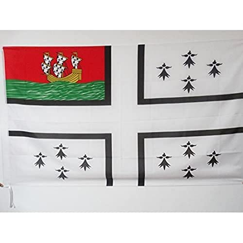Az Flag Bandiera Città Di Nantes 150X90Cm - Bandiera Di Nantes In Francia 90 X 150 Cm Foro Per Asta