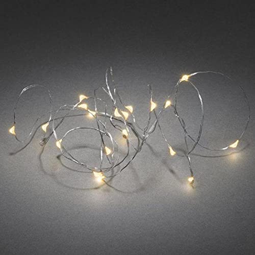 Konstsmide 1461-890 Micro Led String Pin Wire/Naked Wire/Indoor/Funzionamento A Batteria: 3Xaa 1.5V (Escl.) Timer Da 6 Ore Opzionale, 40 Diodi Bianchi