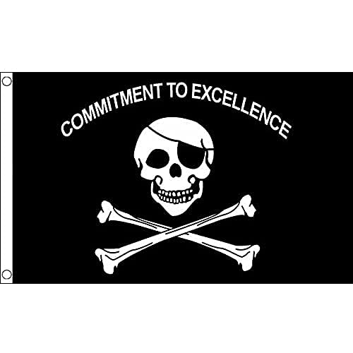 Az Flag Bandiera Pirata Commitment To Excellence 150X90Cm - Bandiera Dei Pirati – Teschio 90 X 150 Cm