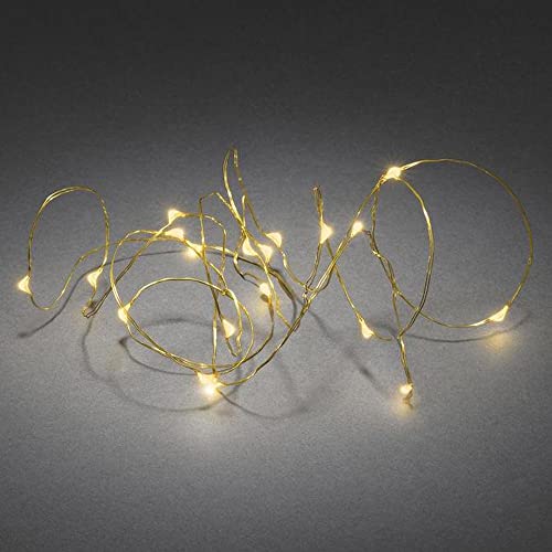 Konstsmide 1461-880 Micro Led String Pin Wire/Naked Wire/Indoor/Funzionamento A Batteria: 3Xaa 1.5V (Escl.) Timer Da 6 Ore, 40 Diodi Bianchi Ambrati,