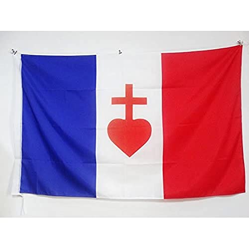 Az Flag Bandiera Francia Sacro Cuore Di Gesù 90X60Cm - Bandiera Cattolica Francese 60 X 90 Cm Foro Per Asta