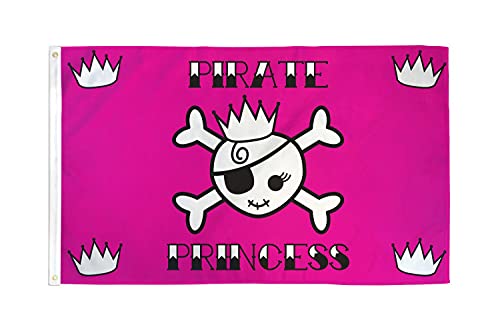 Az Flag Bandiera Pirata Principessa 150X90Cm - Bandiera Dei Pirati - Teschio 90 X 150 Cm