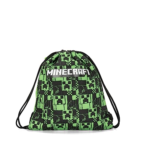 Minecraft - Sacca Coulisse Ufficiale Minecraft, Compatta E Versatile, Ideale Per Palestra, Scuola, Viaggi, Portamerenda, Idea Regalo Bambini E Ragazzi
