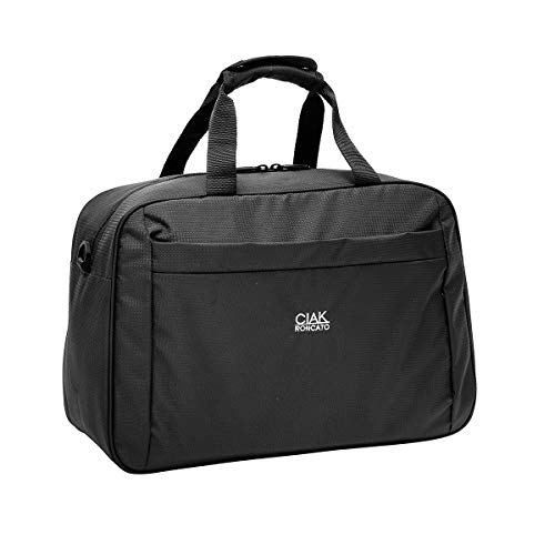 Ciak Roncato, Smart - Borsa Da Viaggio Cabina Voli Low Cost In Tessuto Jacquard, Bagaglio Cabin Size, Nero, 41 Cm