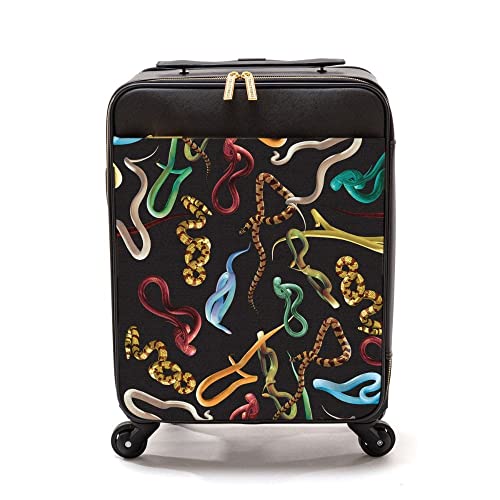 Trolley Bag In Similpelle Teletpaper Cm.40X25 H.55 Snakes Seletti, Nero