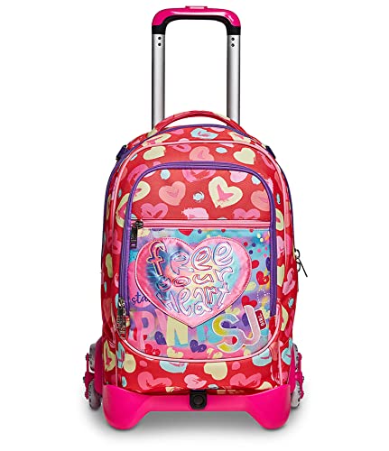 Sj Trolley Scuola Sganciabile Jack 3 Ruote, Wondrous Girl, Rosa, Zaino Con Carrello Sganciabile, Triplo Uso, 3 In 1, Trolley E Zaini, Scuola, Bambine