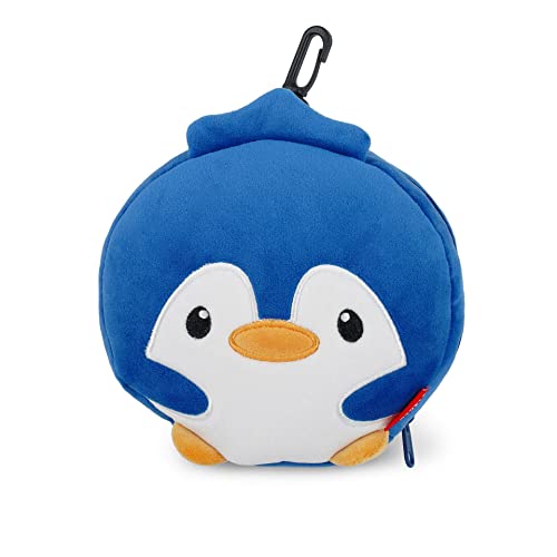 Legami - Cuscino Da Viaggio Con Mascherina Da Notte, Chiusura A Zip, Salvaspazio, Gancio Per Un Trasporto Comodo, 16X16 Cm, Tema Penguin